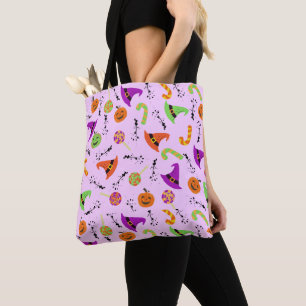 Halloween Candies Pumpkins And Witch Hats Pattern Tote Bag