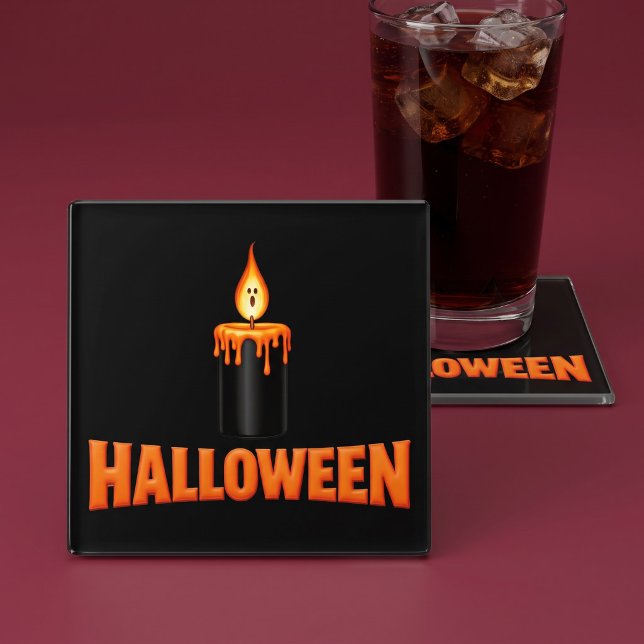 Halloween Candle Flame Glass Coaster (Creator Uploaded)