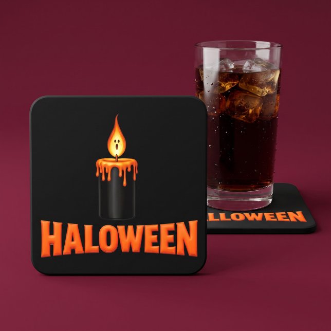 Halloween Candle Flame Square Paper Coaster (Creator Uploaded)