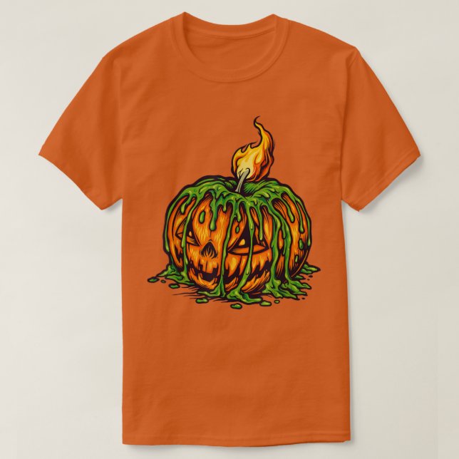 Halloween Candle Scary Jack O Lantern  T-Shirt (Design Front)