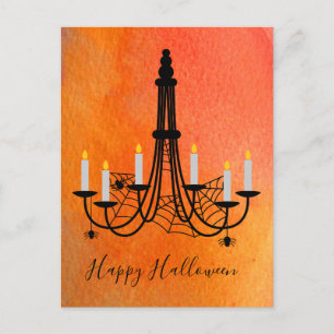 Halloween candles and spiders postcard
