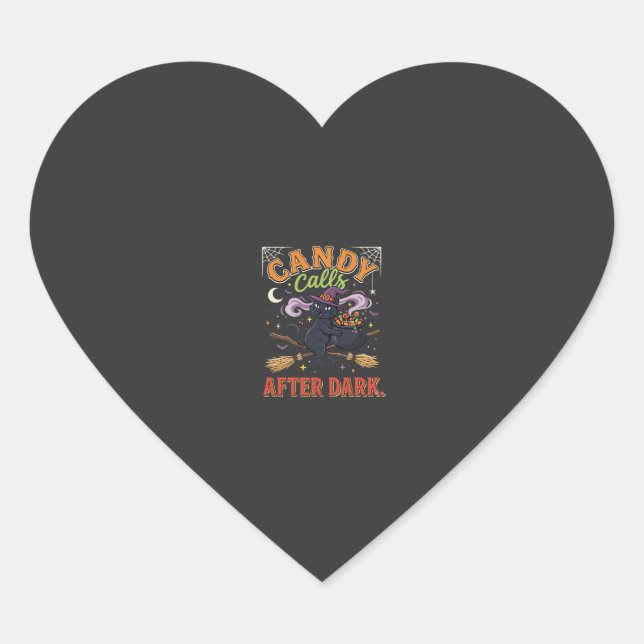 Halloween Candy Calls After Dark Heart Sticker (Front)