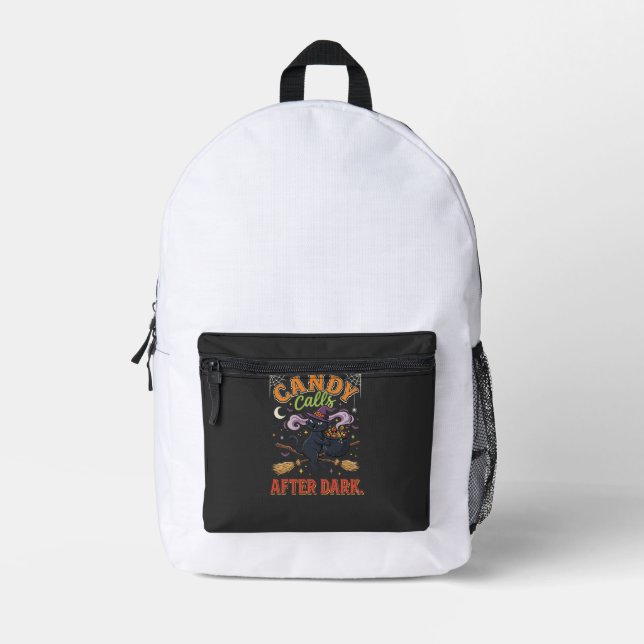 Halloween Candy Calls After Dark Printed Backpack (Front)