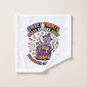 Halloween Candy Cauldron Spooky Treats Bath Towel Set