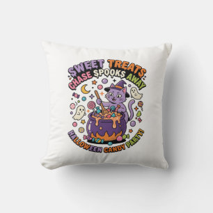 Halloween Candy Cauldron Spooky Treats Cushion