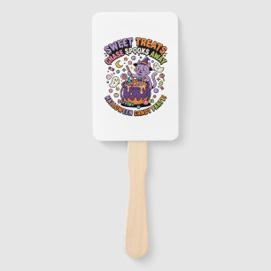 Halloween Candy Cauldron Spooky Treats Hand Fan