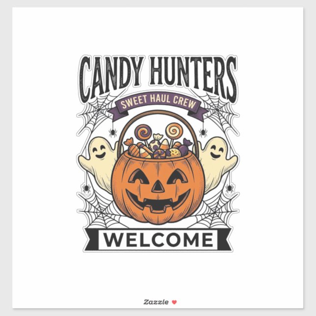 Halloween Candy Collector Vintage Engraving Pumpki (Sheet)
