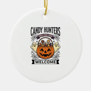 Halloween Candy Collector Vintage Engraving Pumpki Ceramic Tree Decoration