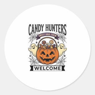 Halloween Candy Collector Vintage Engraving Pumpki Classic Round Sticker