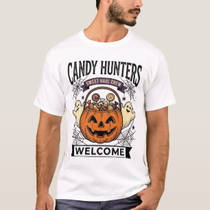 Halloween Candy Collector Vintage Engraving Pumpki T-Shirt