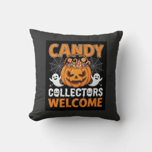 Halloween Candy Collectors Welcome Pumpkin Vector  Cushion