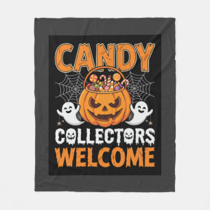 Halloween Candy Collectors Welcome Pumpkin Vector Fleece Blanket