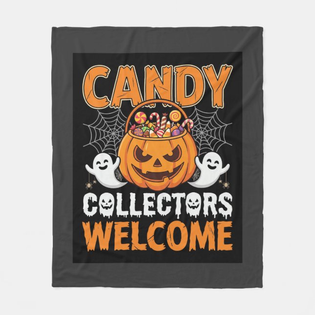 Halloween Candy Collectors Welcome Pumpkin Vector  Fleece Blanket (Front)