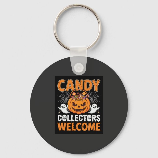 Halloween Candy Collectors Welcome Pumpkin Vector  Key Ring (Front)