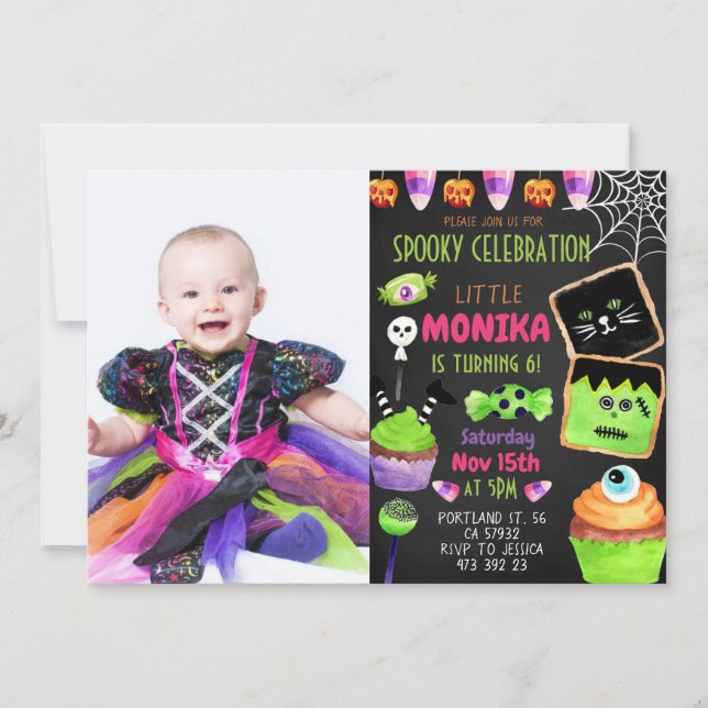 Halloween Candy Cookies Birthday Invitation  (Front)