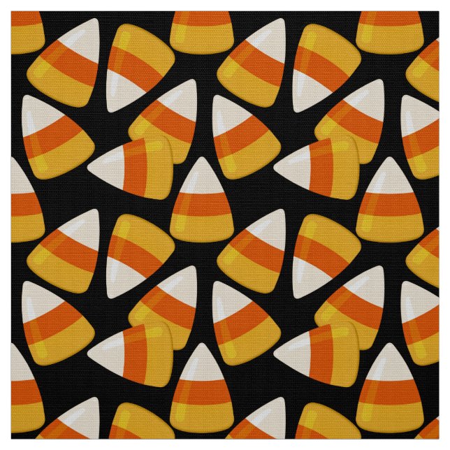 Halloween Candy Corn Black Fabric (Swatch)