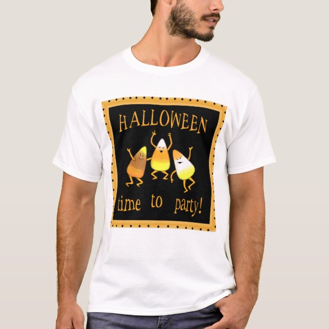 Halloween Candy Corn Black T-Shirt (Front)