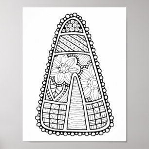 Halloween Candy Corn Coloring Page Art Poster