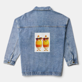 Halloween Candy Corn Crew Denim Jacket