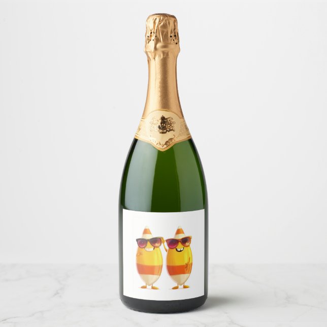 Halloween Candy Corn Crew Sparkling Wine Label (Front)