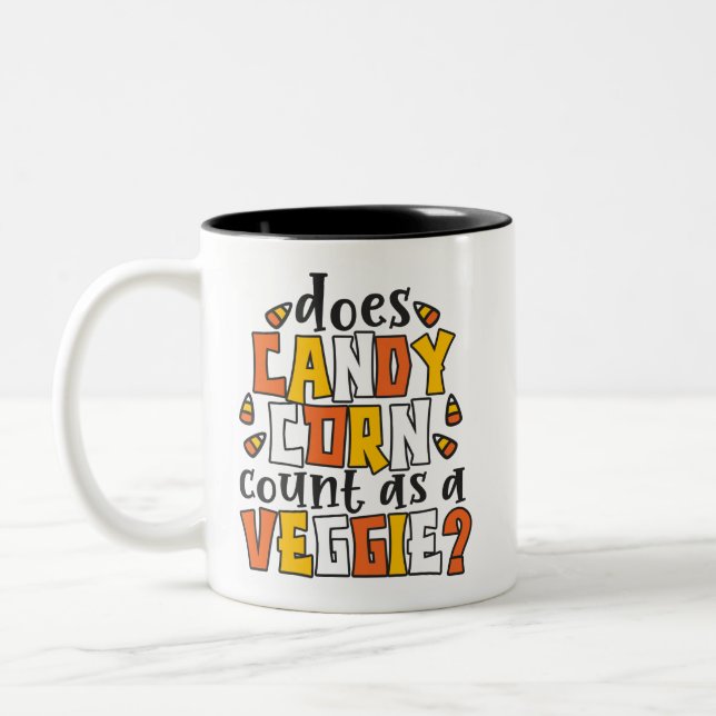 Halloween Candy Corn Funny Two-Tone Coffee Mug (Left)