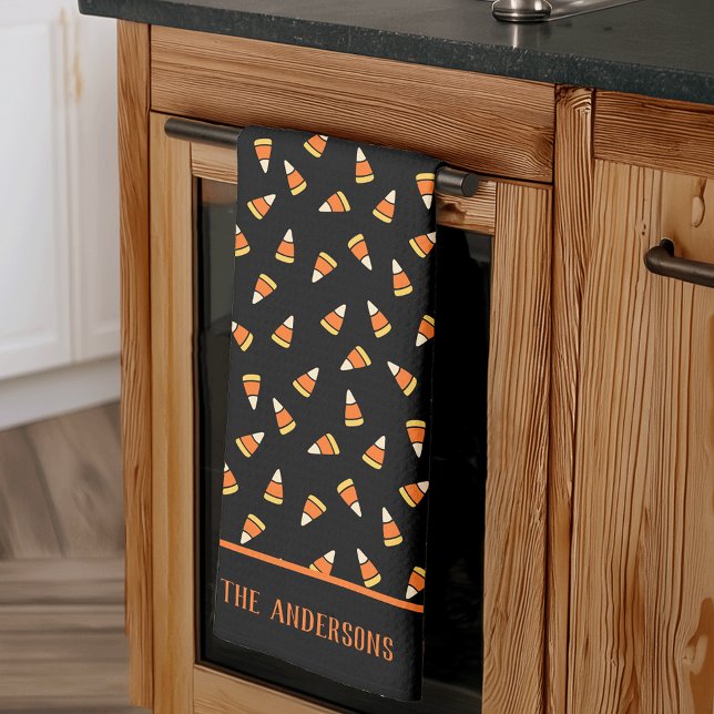 Halloween Candy Corn Pattern Personalised Tea Towel (Creator Uploaded)