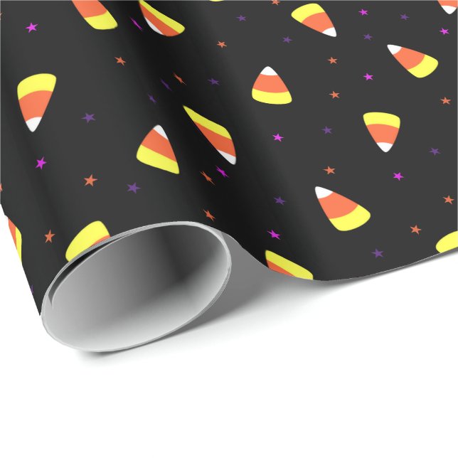 Halloween Candy Corn Pattern Wrapping Paper (Roll Corner)