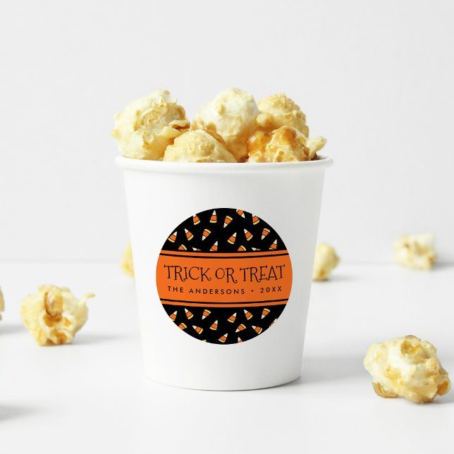Halloween Candy Corn Personalised Trick or Treat Classic Round Sticker (Creator Uploaded)