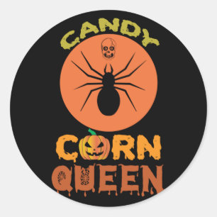 Halloween Candy Corn Queen Birthday Classic Round Sticker