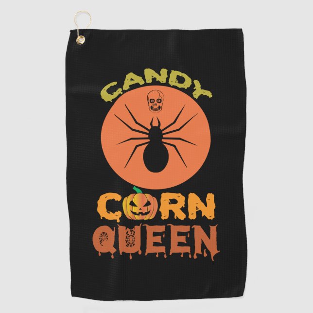 Halloween Candy Corn Queen Birthday Golf Towel (Front)
