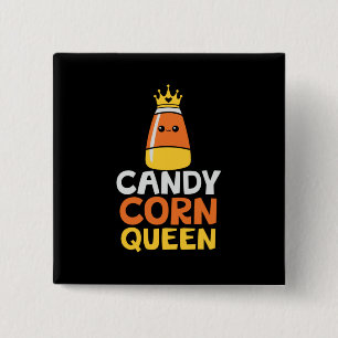 Halloween Candy Corn Queen Crown Cute Birthday 15 Cm Square Badge