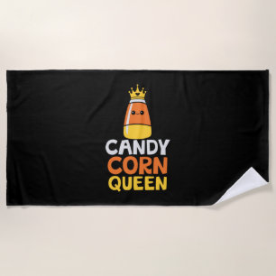 Halloween Candy Corn Queen Crown Cute Birthday Beach Towel