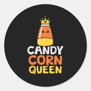 Halloween Candy Corn Queen Crown Cute Birthday Classic Round Sticker