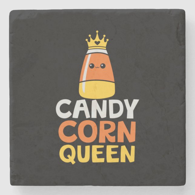 Halloween Candy Corn Queen Crown Cute Birthday Stone Coaster (Front)
