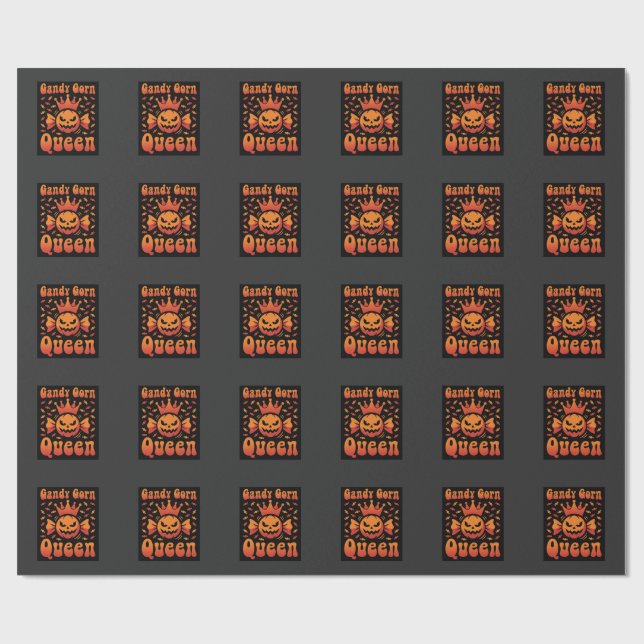 Halloween Candy Corn Queen Retro Vector Design Wrapping Paper (Flat)