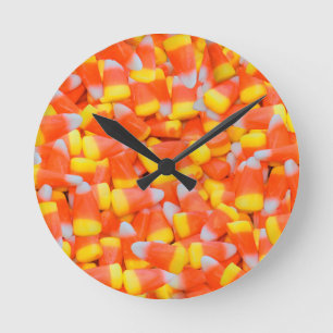 halloween candy corn round clock