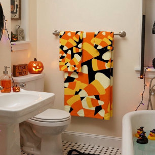 Halloween Candy Corn Seamless Pattern Bath Towel Set