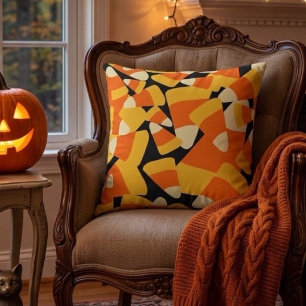 Halloween Candy Corn Seamless Pattern Cushion