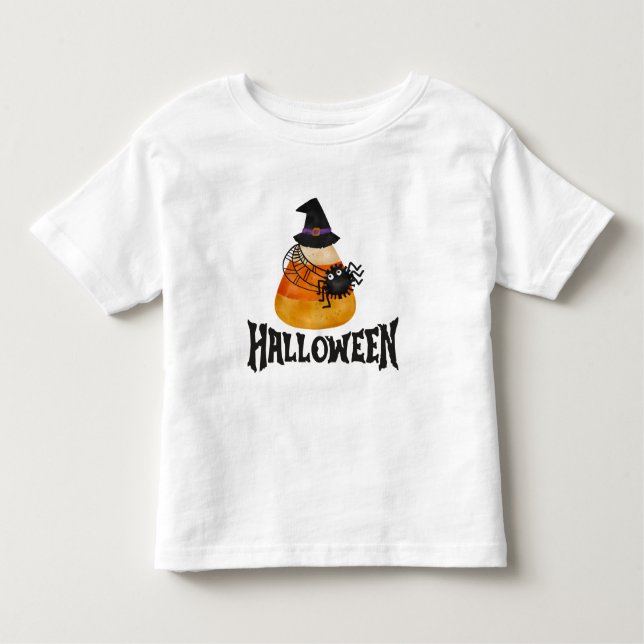 Halloween Candy Corn & Spider Baby T-Shirt (Front)