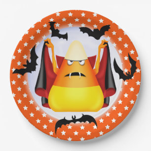 Halloween Candy Corn Vampire Paper Plates