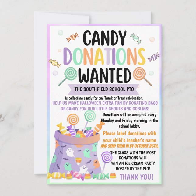 Halloween Candy Donation  Holiday Card (Front)
