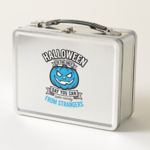 Halloween Candy From Strangers Vintage Pumpkin Des Metal Lunch Box