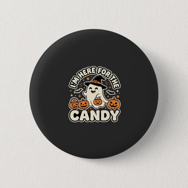 Halloween Candy Ghost Pumpkin Design 6 Cm Round Badge (Front)