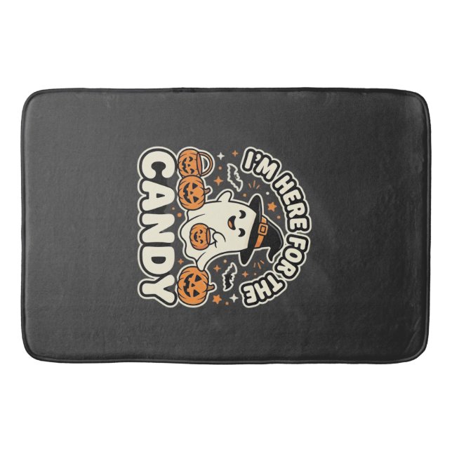 Halloween Candy Ghost Pumpkin Design Bath Mat (Front)