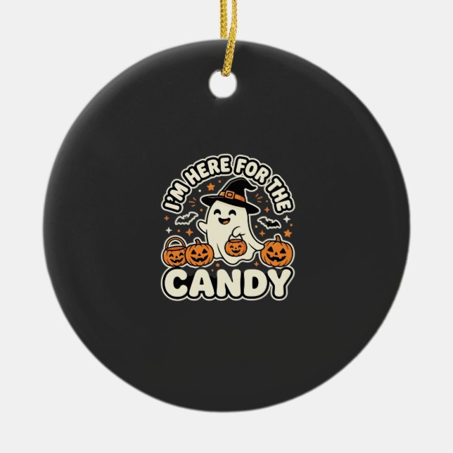 Halloween Candy Ghost Pumpkin Design Ceramic Tree Decoration (Front)