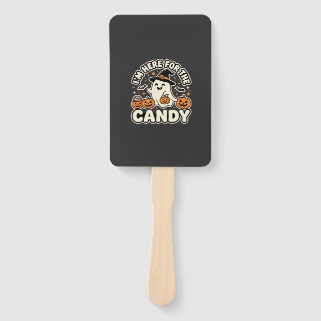 Halloween Candy Ghost Pumpkin Design Hand Fan (Front)