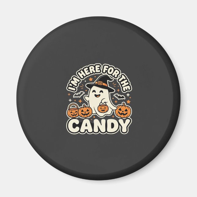 Halloween Candy Ghost Pumpkin Design Magnet (Front)