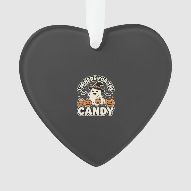 Halloween Candy Ghost Pumpkin Design Ornament (Front)