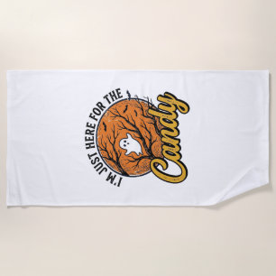 Halloween Candy Ghost Vintage Vector Design_1 Beach Towel