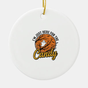 Halloween Candy Ghost Vintage Vector Design_1 Ceramic Tree Decoration